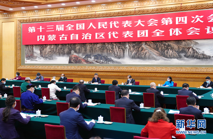 3月5日，中共中央總書記、國家主席、中央軍委主席習(xí)近平參加十三屆全國人大四次會(huì)議內(nèi)蒙古代表團(tuán)的審議。新華社記者 謝環(huán)馳 攝